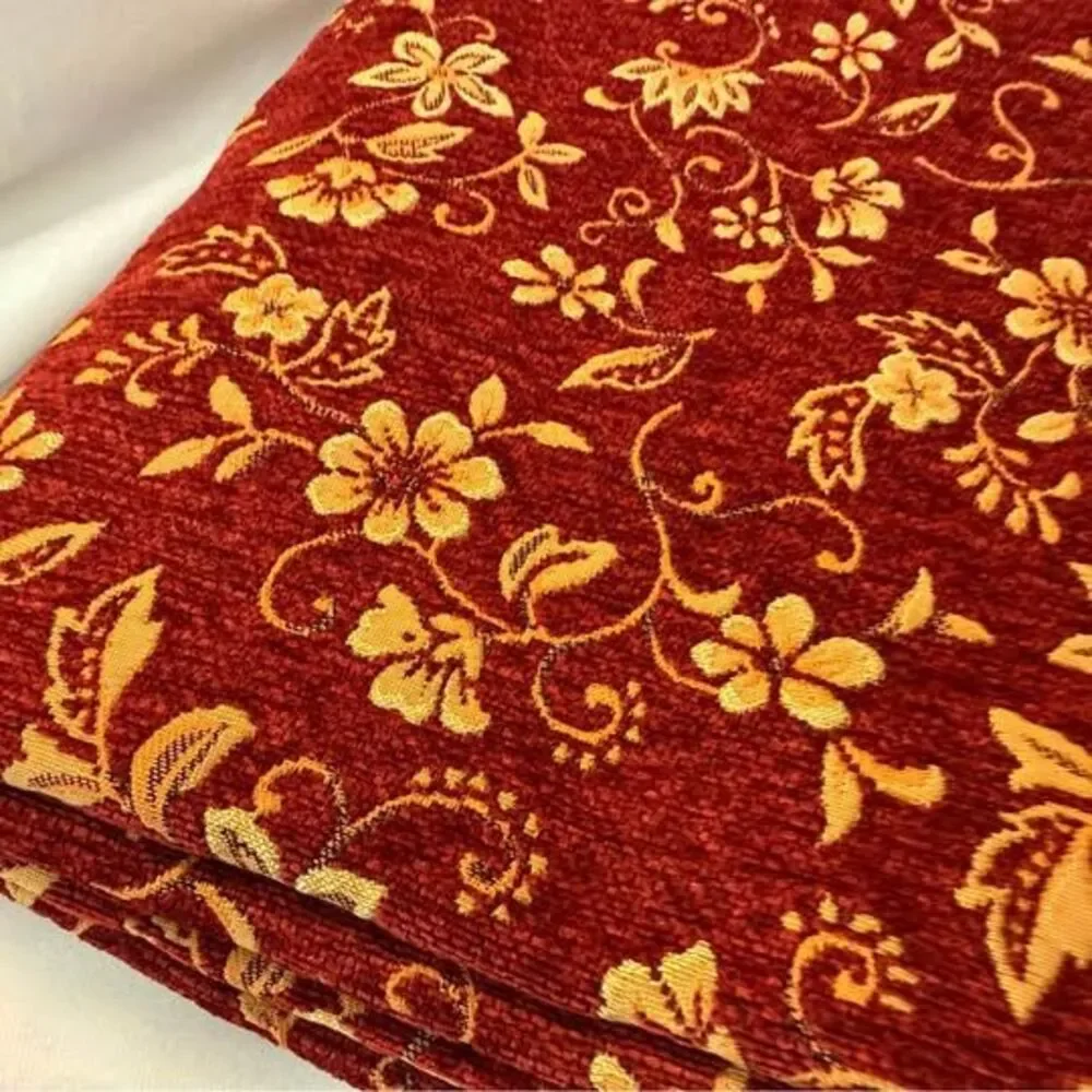 Red and Gold Throw Floral Upholstery Fabric